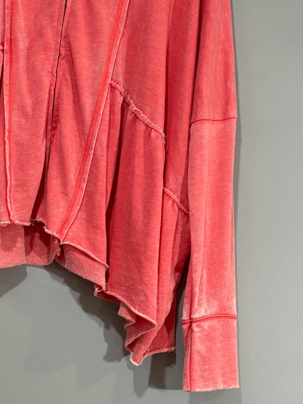 FREE PEOPLE Piece Of Cake Oversized Pink Ruffle Hooded Sweatshirt Size M - Picture 9 of 12